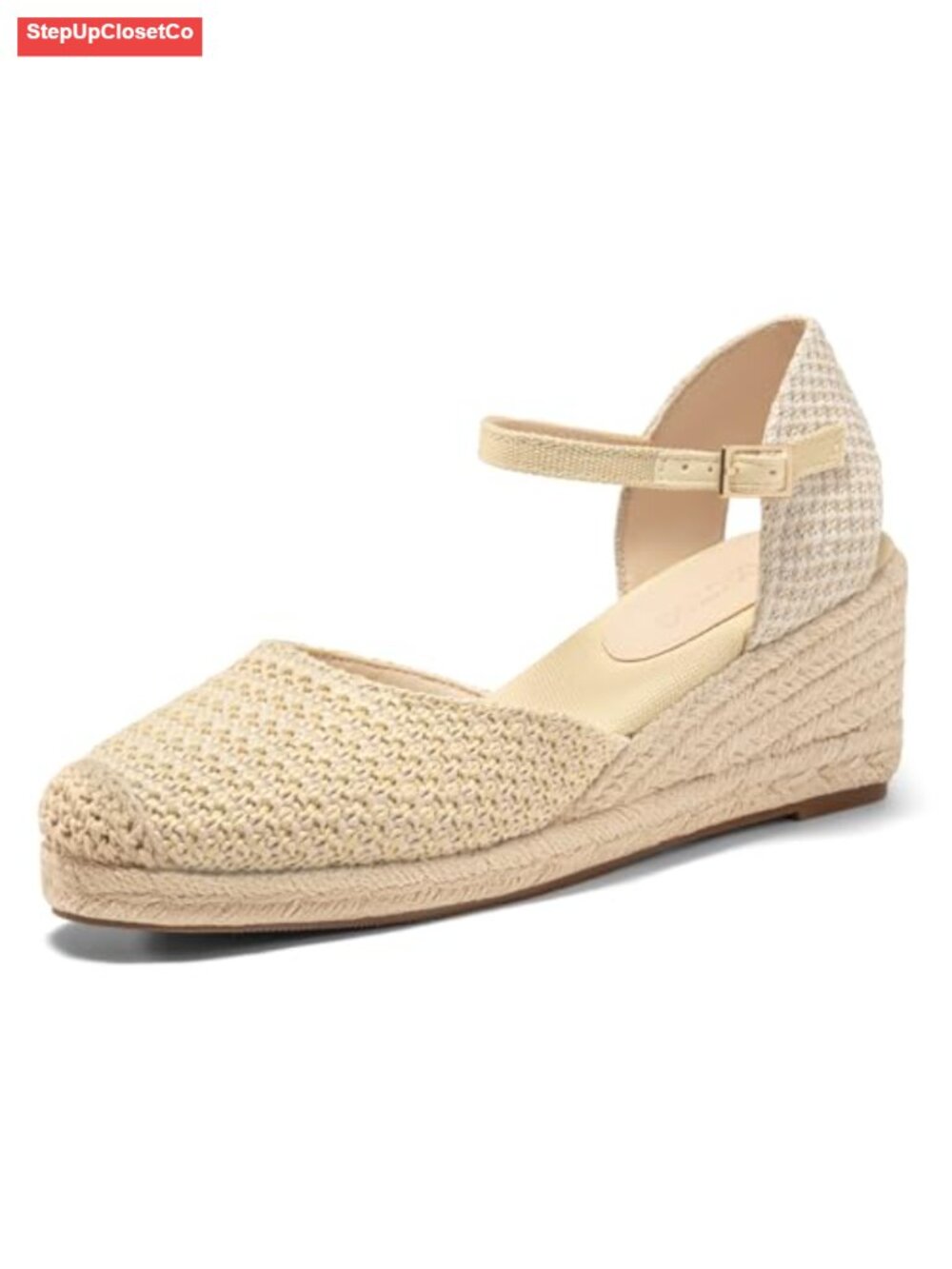 Women's Espadrille Wedge Sandals Raffia Ankle Strap Summer Heels